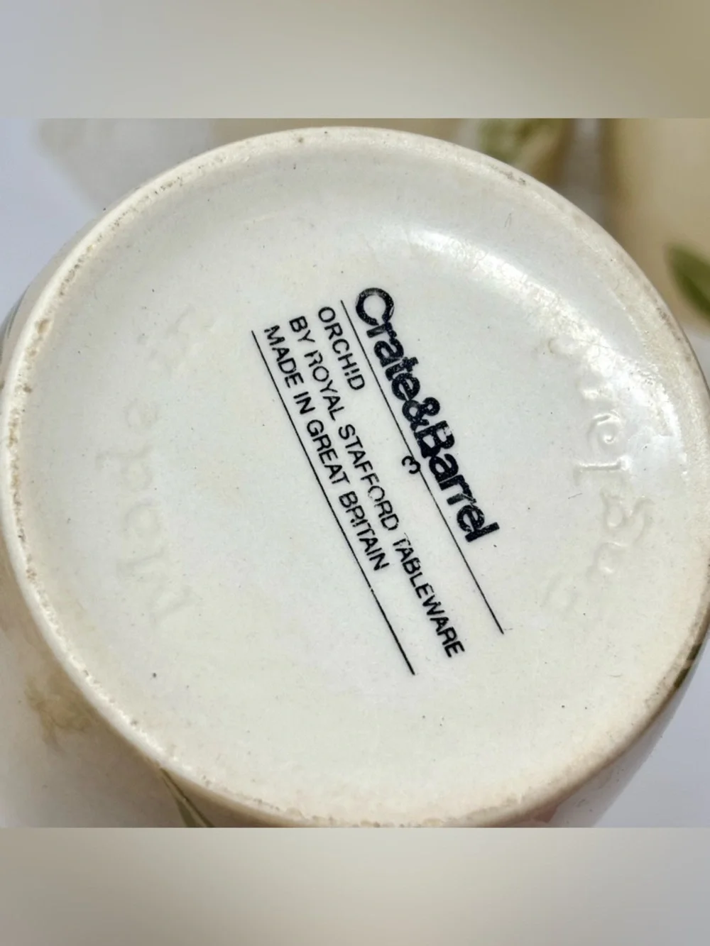 Crate & Barrel Orchid Royal Stafford Made In England Three Coffee Mugs Tea Cups